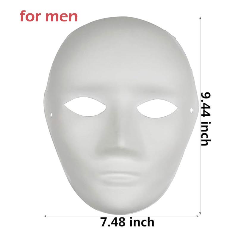 5 Pcs Diy Full Face Craft Masks Blank White Paintable Paper Mache Mask For Masquerade Cosplay Halloween Mardi Gras Party Prop