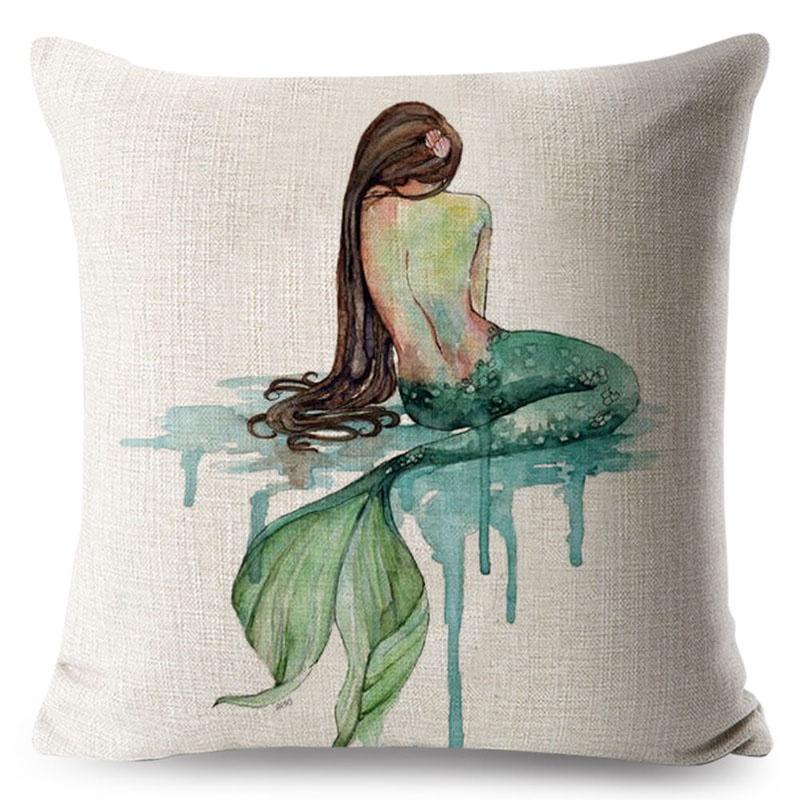 Luxurious Anime Cartoon Mermaid Pillow Cover For A Chic Sofa Living Square Pillow Case