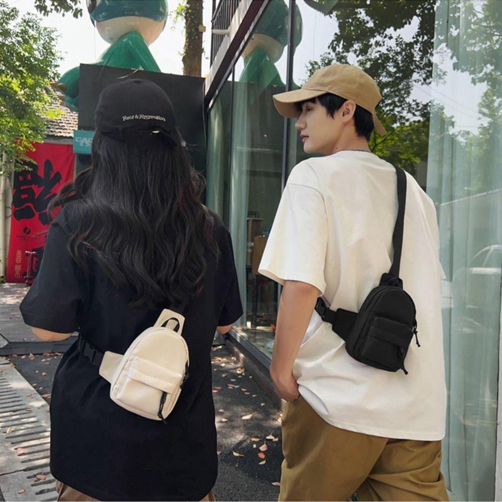 Solid Color Sport Chest Bag Nylon Shoulder Bag Leisure Men Crossbody Bag  Fitness