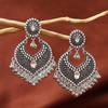 Retro Bohemian Ethnic Heart Stud Earrings with Long Bell Design