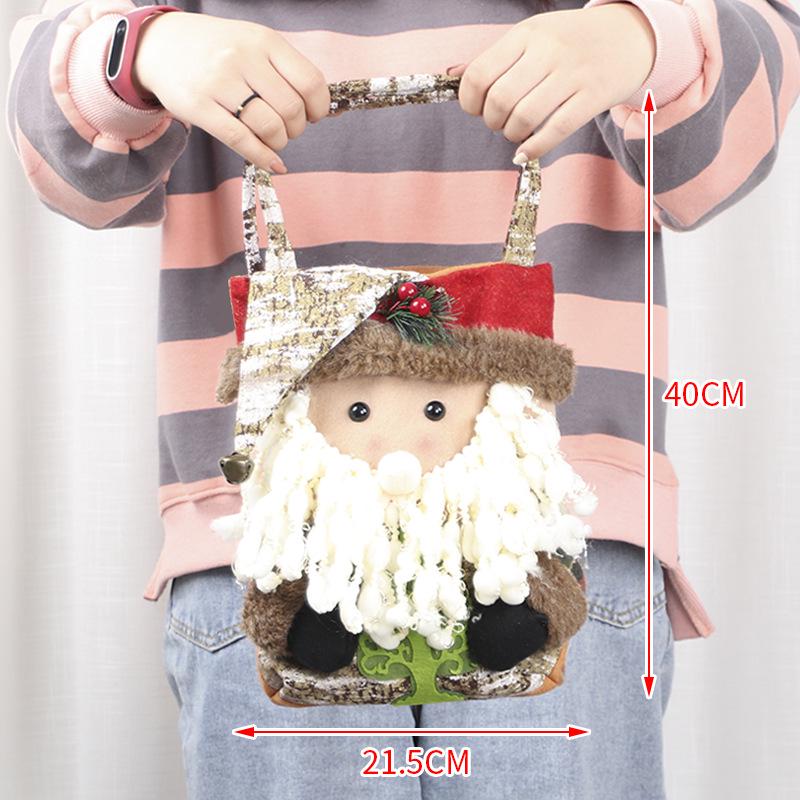 Three-Dimensional Santa Claus Burlap Backpack Candy Bag - Large Christmas Gift Decoration