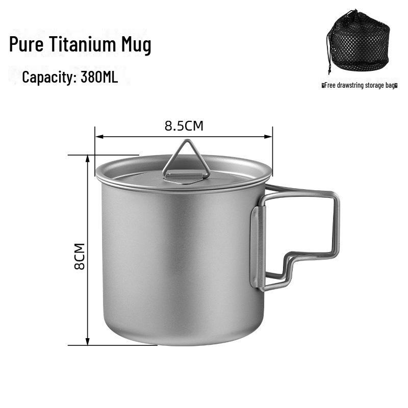 

Кружка для кемпинга из чистого титана с крышкой и складной ручкой — легкая походная чашка и столовая посуда