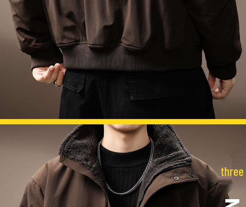 Men's High-End Heavyweight Lambswool Winter Workwear Jacket - Thickened, Warm Cotton Coat