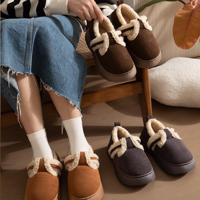Winter Snow Boots Women Comfortable Outdoor Anti Slip Ankle Boots Suede Warm Fur Lined Booties Indoor Flat Platform Loafer Shoes