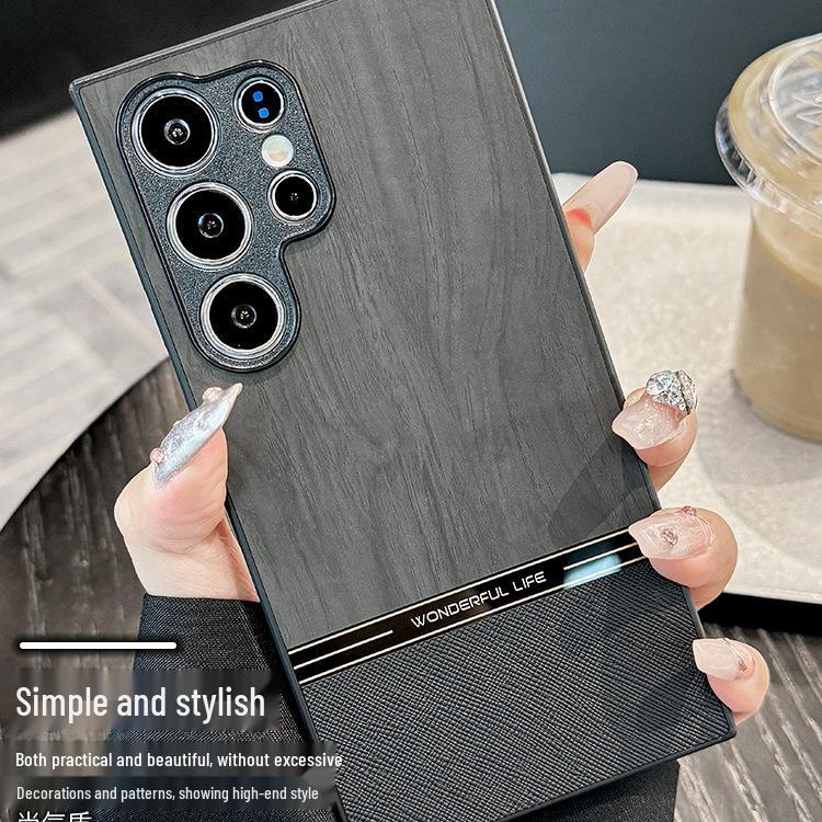 Samsung S25 Ultra Phone Case: New Wood Grain, S24 Silicone S23+ Protective, S22 Plus Full Lens Cover.