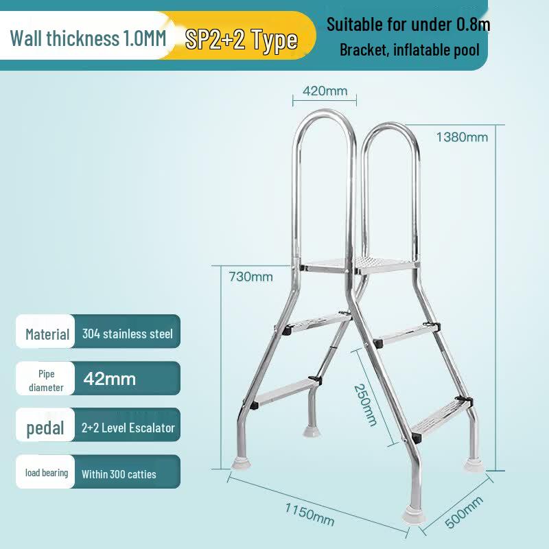 Jundingying Heavy-Duty Detachable Stainless Steel Pool Ladder