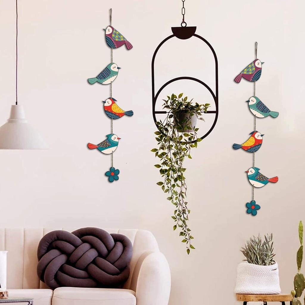 Colorful Birds Wall and Door Hanging for Home|Gift, Wall Decoration (WH_5216N)-Multicolour-Engineered Wood
