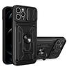 Military Grade 360 Magnetic Ring Phone Case For IPhone 17 Air 16E 15 14 Plus 13 12 11 Pro Max Card Slot Armor Slide Camera Cover