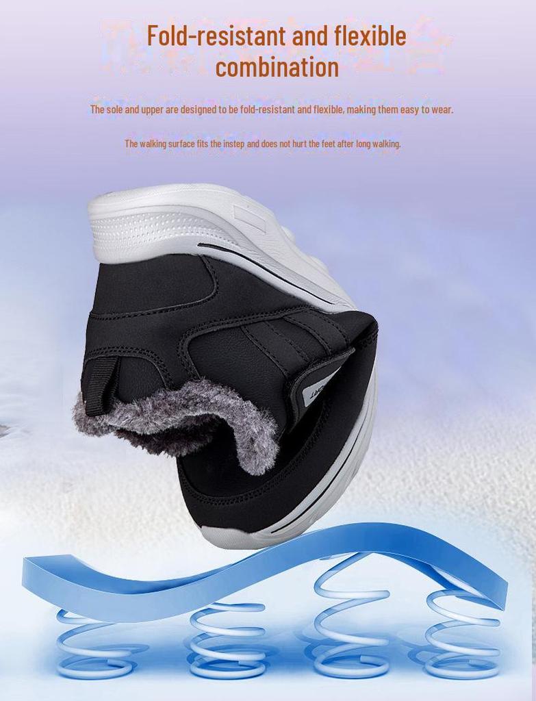 Men's High Top Waterproof Winter Boots with Velvet Lining - Soft Sole, Warm Snow Shoes for Elderly & Dad.