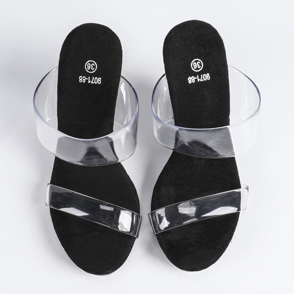 Women's Wedge Sandals - Transparent One-Strap Heeled Slippers Summer, Open-Toe Slip-On Sandals for Outdoor Wear  (LFD-907188-4)
