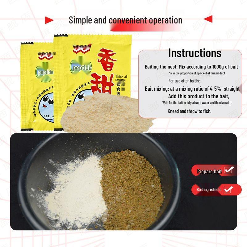Western Fish Bait Additive: Peptide Musk King Powder, Sweet Fragrance, 10g Pack, 100 Bags
