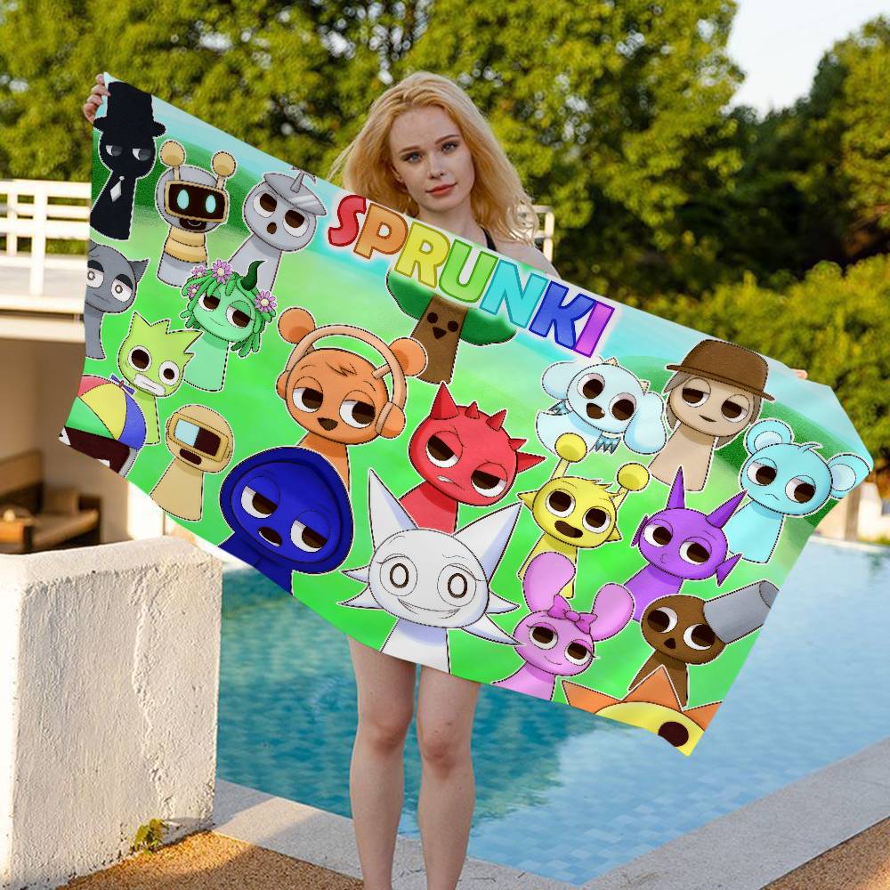 I-Incredibox S-Sprunki Anime Prosop de Plajă pentru Înot Moale Absorbant Lavetă Cadouri pentru Copii pentru Copii Călătorie Camping Sală de Sport