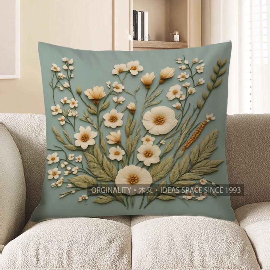 

Home Decor Floral Embossed Pattern Decorative Throw Pillow Pattern Cushion Cover Suitable For Sofa Bedroom Car Pillow Cover 40x40cm