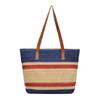 Striped Straw Woven Tote Bag - Large Capacity Beach Vacation Shoulder Bag