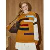 Coolhut Niche Color-Blocked Round-Neck Loose Casual Unique Patchwork Design Winter Women's Sweater