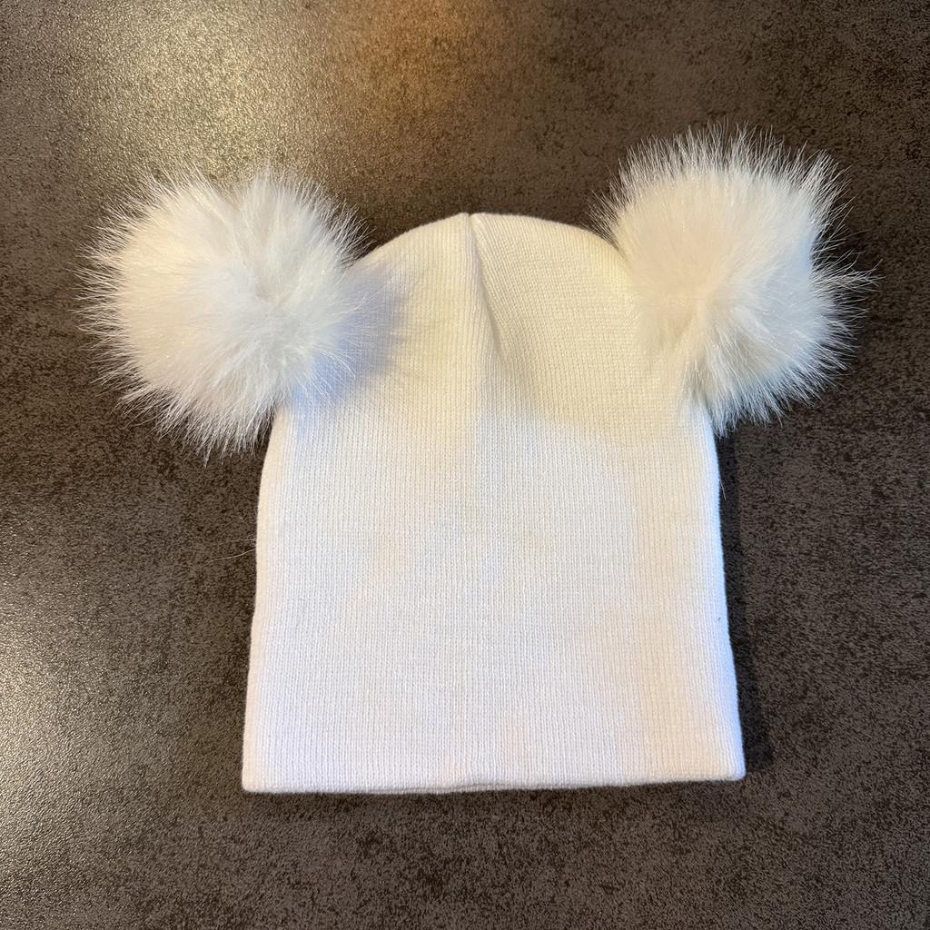 Solid Double Color Ball Knitted Cap Beanie With No Brim For Winter Daily Use