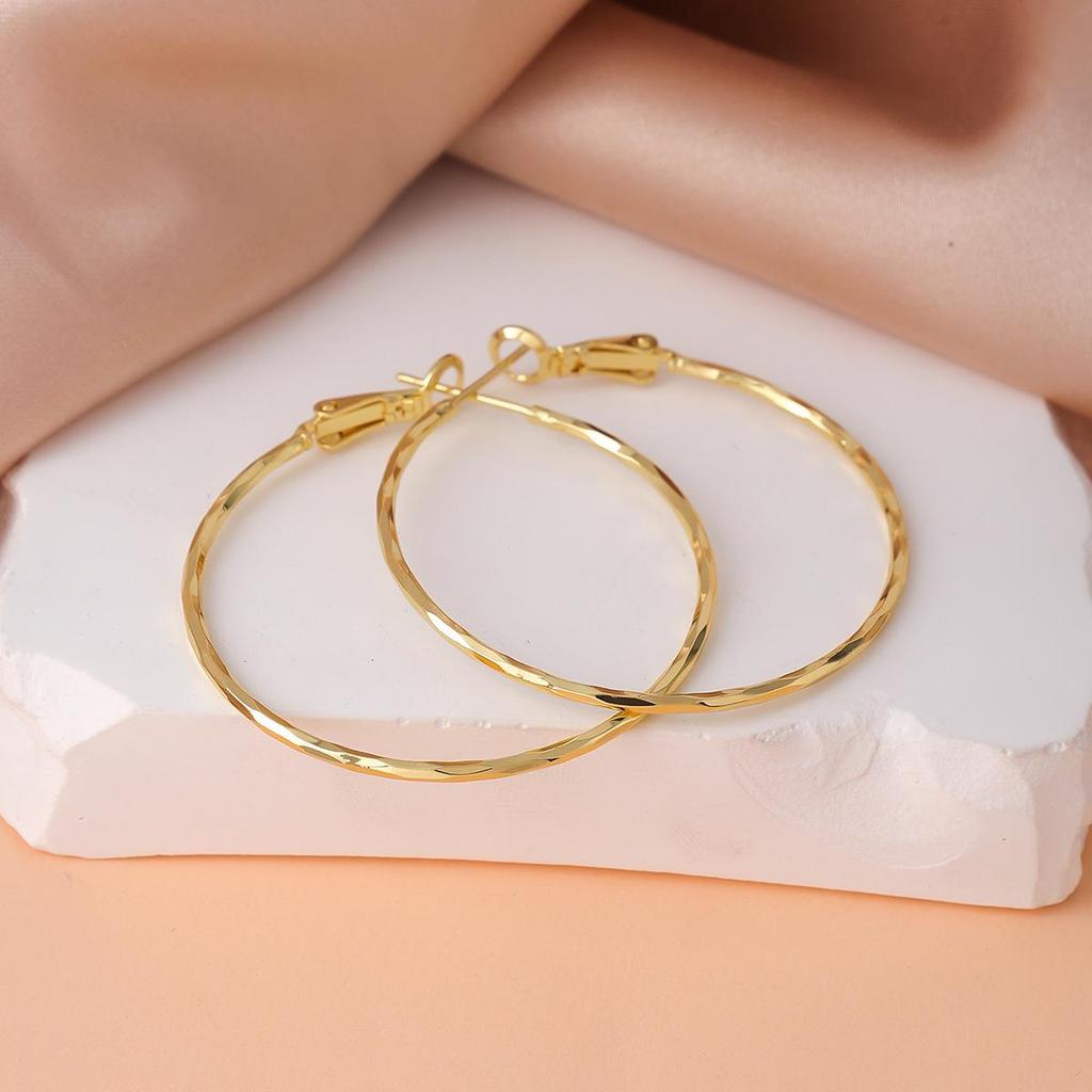 S925 Silver Needle Large Hoop Earrings for Women - Light Luxury Ear Studs, Niche Design, Exaggerated Square & Round Face Plain Hoops