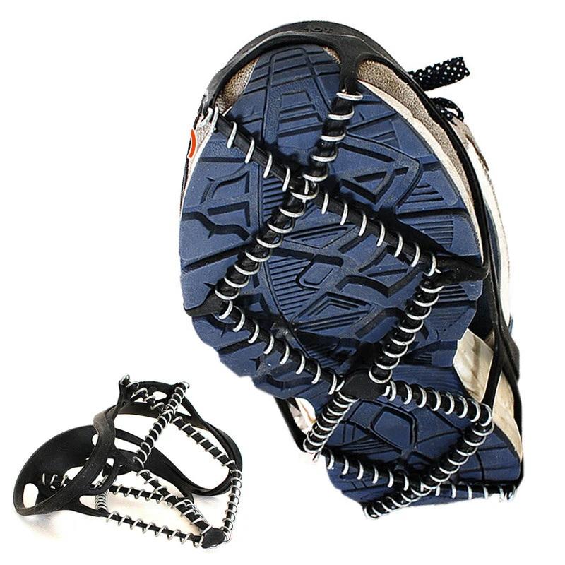 

Зачіпки для ходьби з TPE 360-градусне зчеплення на снігу, льоду - Еластична зовнішня стрічка з язичком для легкого надягання/зняття Підошва з оцинкованої сталі Унісекс чорний