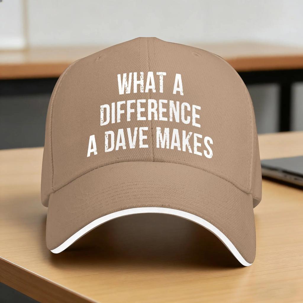 What A Difference A Dave Makes Sun Baseball Cap Summer Streetwear Hip Hop Hats For Unisex Adult Outdoor Gym Baseball Caps