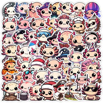 50 Cartoon Cute Axolotl Stickers Graffiti Stickers Water Cup Mobile Phone Computer Decoration Stickers