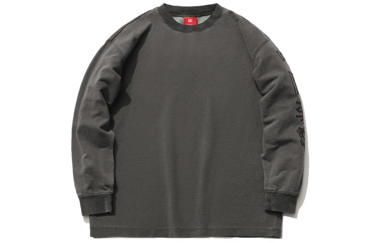 Li Ning Sweatshirts Men s Denim Gray Crew Neck Moderate Regular AWDR225-2 XL