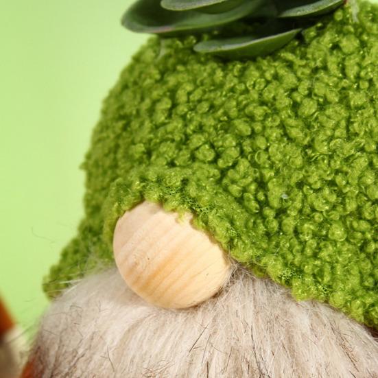 Plush Gnome Spring Decoration Cute Green Plant Gnome Doll for Tiered Tray Indoor Table Office Farmhouse Christmas Decoration