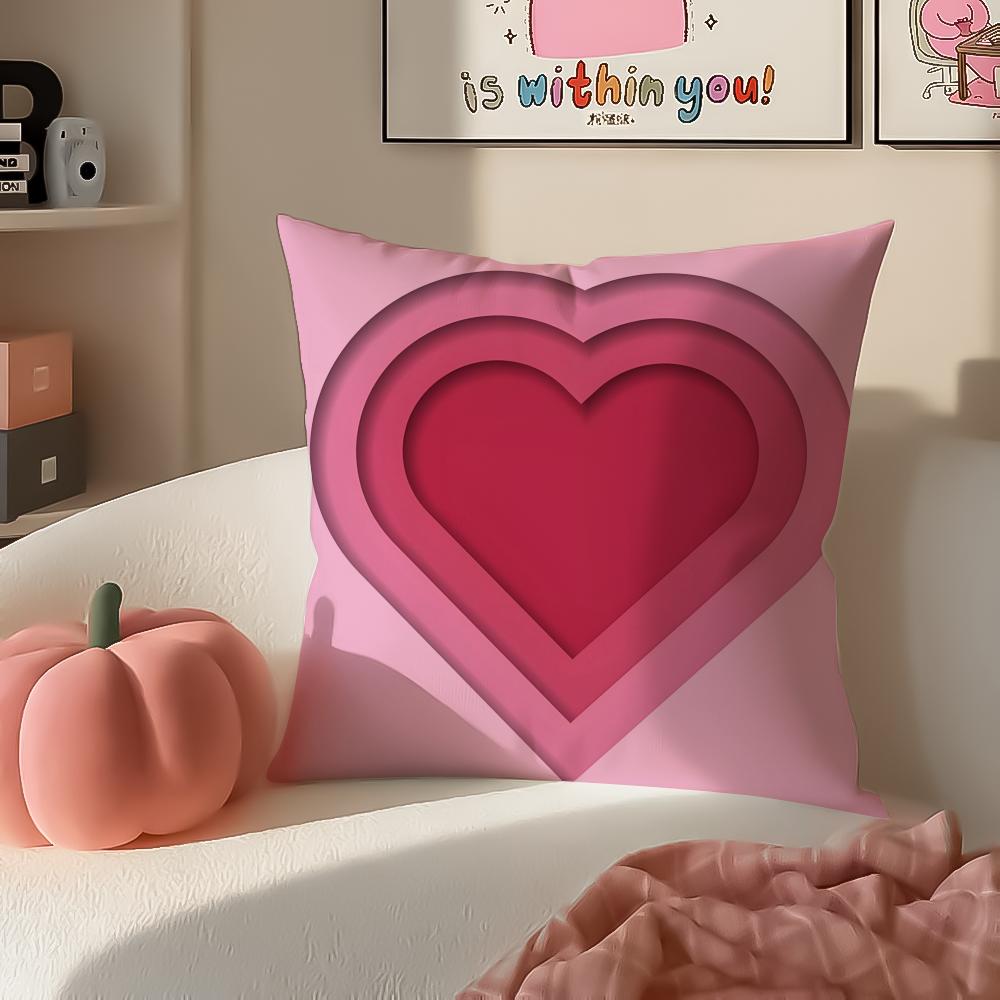 Sweet Romantic Cute Art Heart Shape Cushion Cover Pillowcase Short Plush Invisible Zipper Room Sofa Cushion Cover