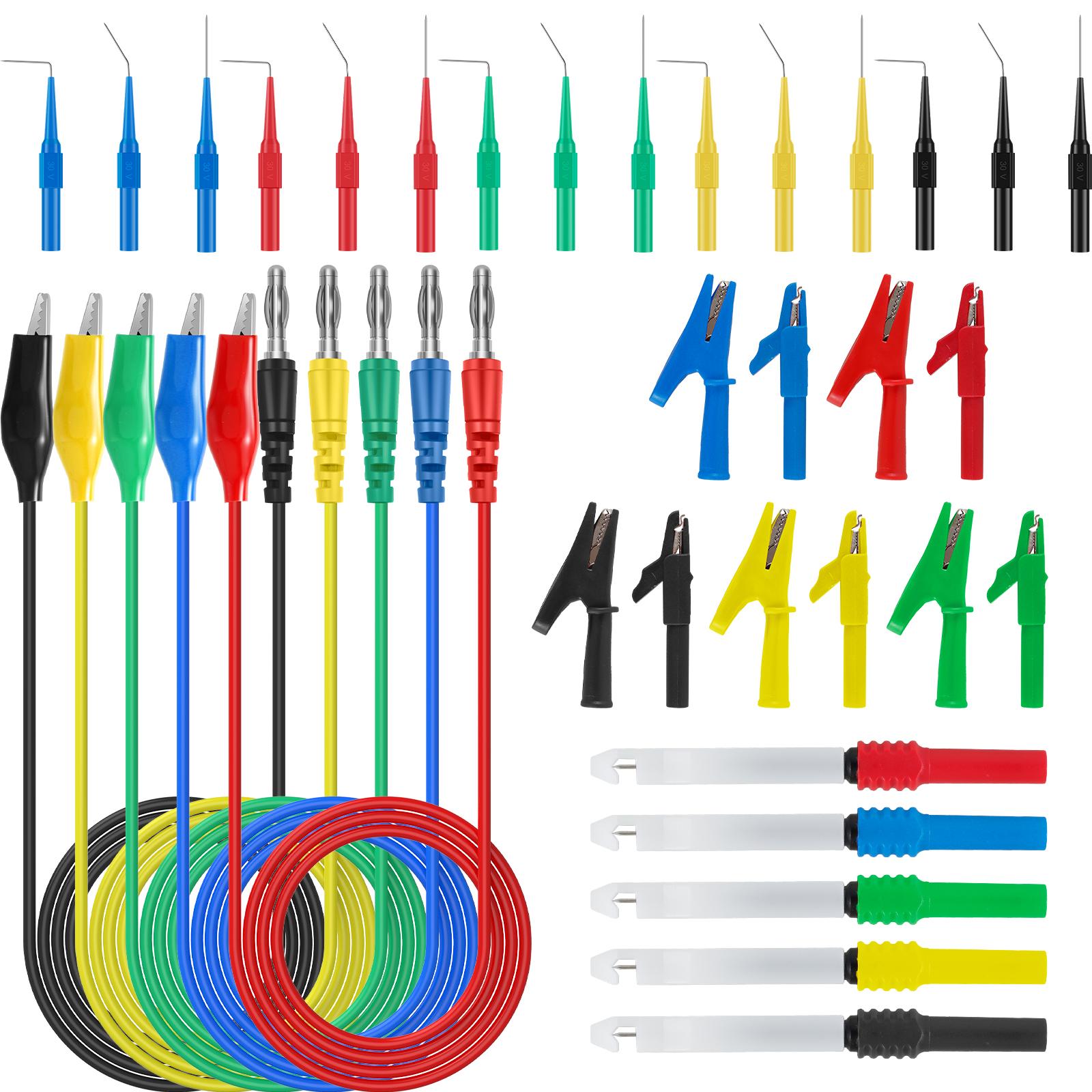 

1920 Automotive Back Probes kit 4mm Banana Plug to Alligator Clip Multimeter Test Leads Non-Destrutive Piercing Needles Clip