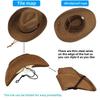 Foldable Jazz Straw Hat for Men and Women Summer Beach Strap Sunscreen Outdoor Sports Sun Hat Big Brim Woven Straw Hat