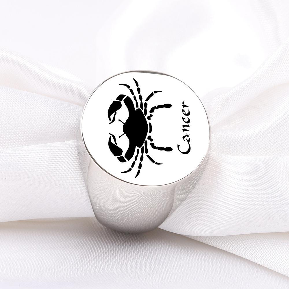 Stainless Steel Personalized Crab Ring with Smooth Surface, 22MM Diameter, Laser Engraved Logo Available.
