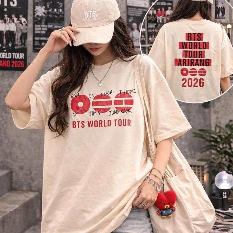 New BTS Arirang World Tour Graphic Unisexcotton Shirt,There Are Children Size,Kpop Summer Men's Women's Fashion Tshirt