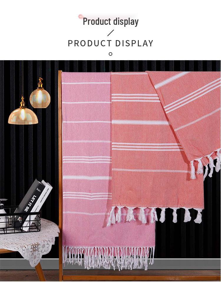 Minimalist Striped Tassel Bath Towel - Soft, Absorbent, Thick, and Large for Couples