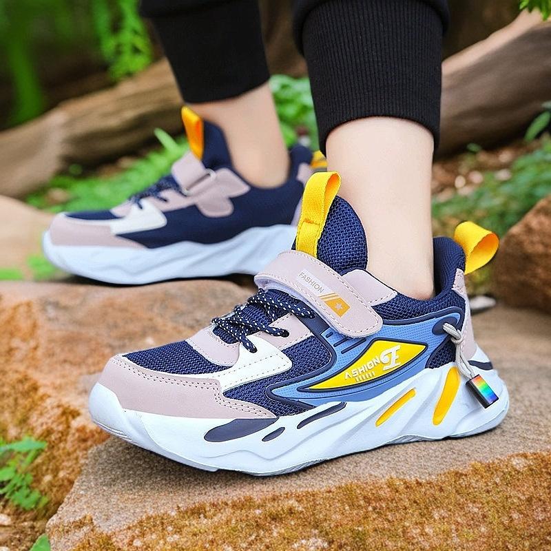 Cross-border hot selling children's shoes boys' spring and autumn mesh breathable non-slip thick-soled student casual running children's sneakers