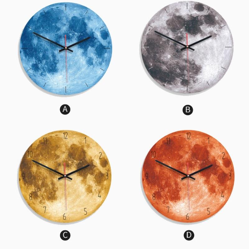 Creative Painting Wall Clock 11 Inch Moon Wall Clock Living Room Acrylic Wall Decoration Mute Clocks Unique Gift