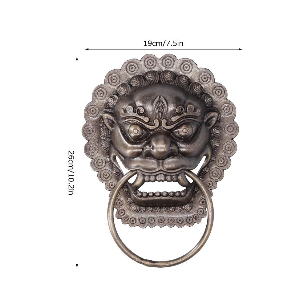 Vintage Copper Door Knocker Lion Head Design Ornate Door Pull Ring Animal Head Door Ring Wooden Door