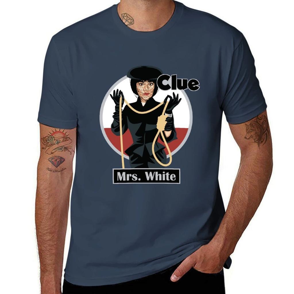 CLUE Mrs White T-Shirt Basic Solid Color Casual Tee Shirt