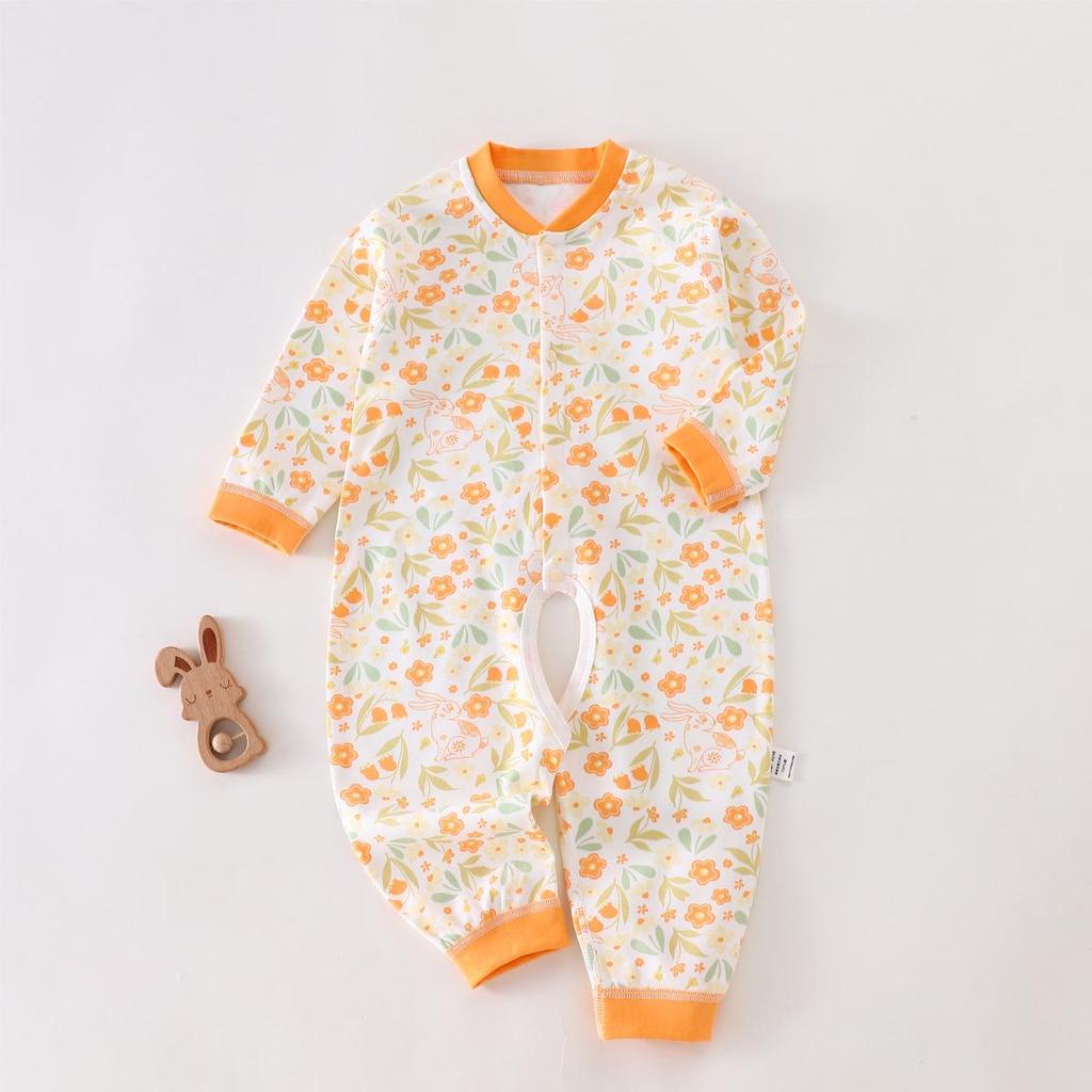 Baumwolle Klasse A Baby Strampler mit offenem Schritt - Langarm Neugeborenen Krabbelanzug für Frühling & Herbst