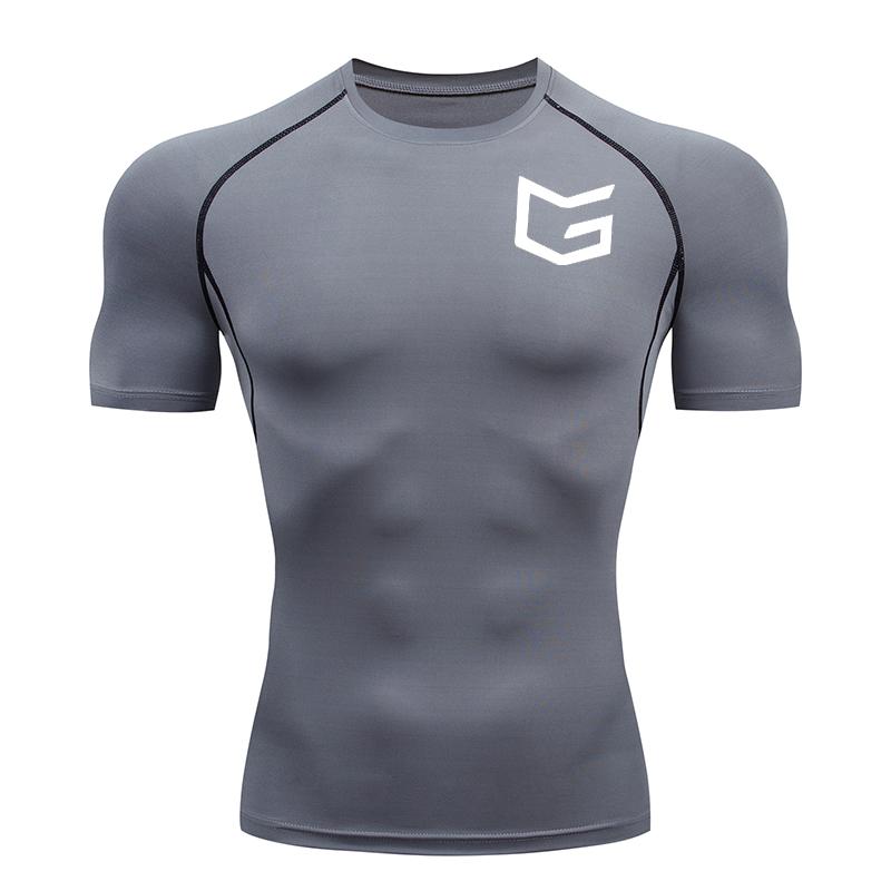 Kompressionsshirt mit Grafikprint für Herren, schnelltrocknend | Funktionsshirt für Fitnessstudio, Laufen und Sport RL000730