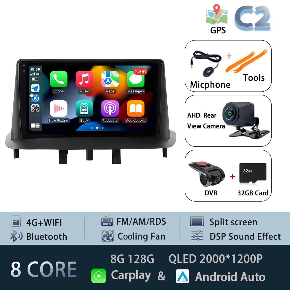 No 2 Din Android 15 Car Radio Multimedia Video Player For Renault Megane 3 Fluence 2008 - 2014 Navigation GPS Carplay Auto RDS