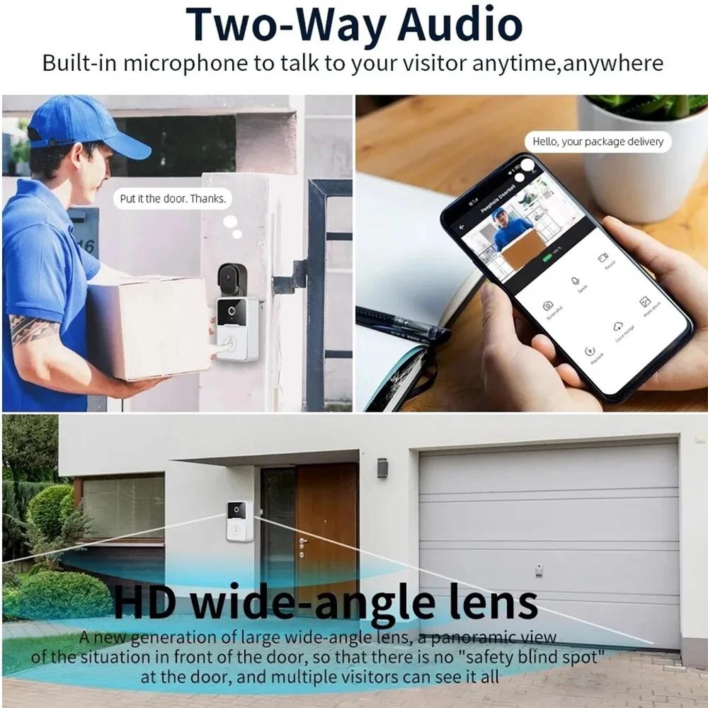 Doorbell Camera WiFi Video Doorbell with Chime 2 Way Audio AI Smart Human Detection Night Vision Cloud Storage Real Time Alert