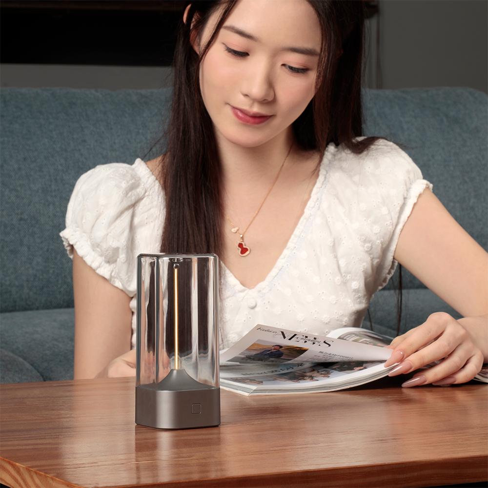 

LED Minimalist Cordless Table Lamps 3 Levels Dimmable Rechargeable Camping Atmosphere Light Magnetic Filament Wireless Lamp сірий
