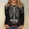 Women's Long Sleeve Halloween Printed Crewneck T-Shirt - Casual Fashion Top for