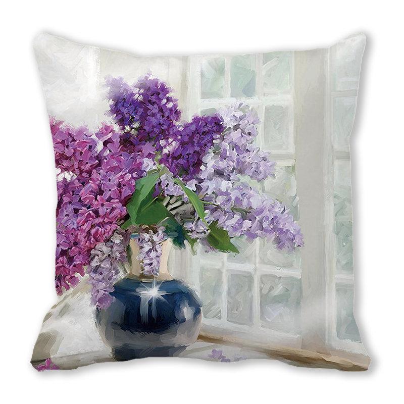 Green plants and flowers pattern series Digital printing short plush pillow covers for car sofa office cushion cover home goods