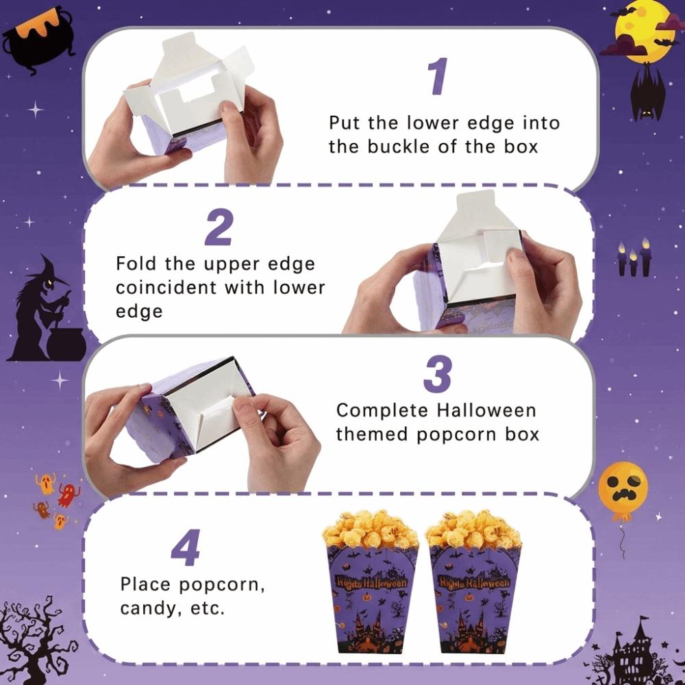 10PCS Novelty Popcorn Boxes Decorative Party Favor Boxes Fashion Gift Packing Boxes Halloween Theme