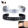 Vnox Pulseira Viking Feita à Mão para Homens Bracelete Rúnico Nórdico Aço Inoxidável Pulseira Pagã Celta Vintage Retro Joia