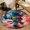Gamer Pattern Round Rug, Indoor/Outdoor Mat, for Picnic, Gameroom, Bedroom, Office, Living Room, Home Decor Carpet, Birthday Gift