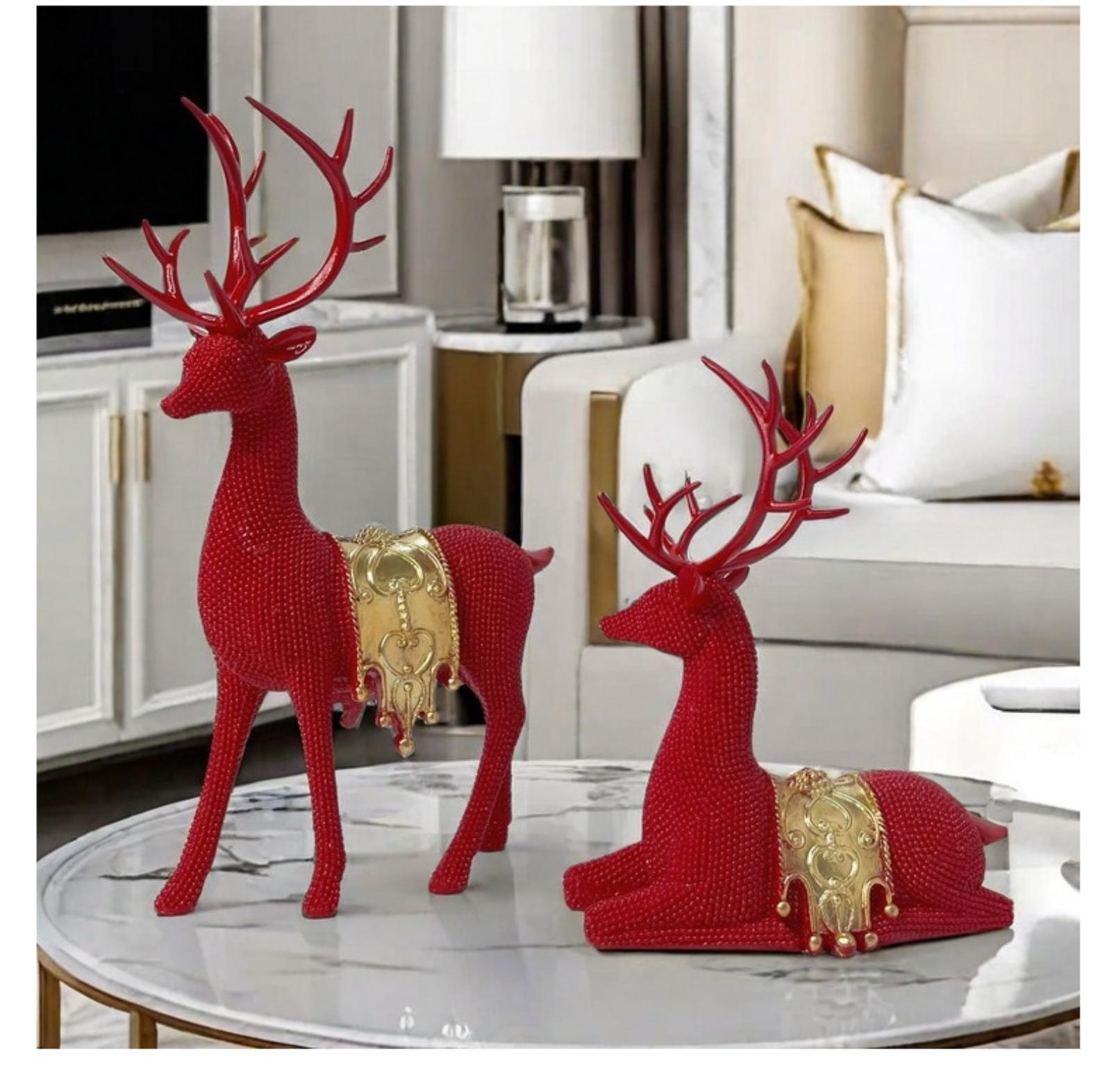 2Pcs Large Figurines Christmas Decorations Red