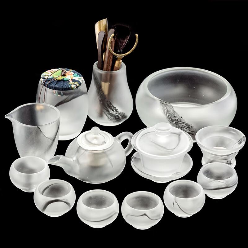 Tea Cycle Ink Glaze White Jade Kung Fu Tea Set
