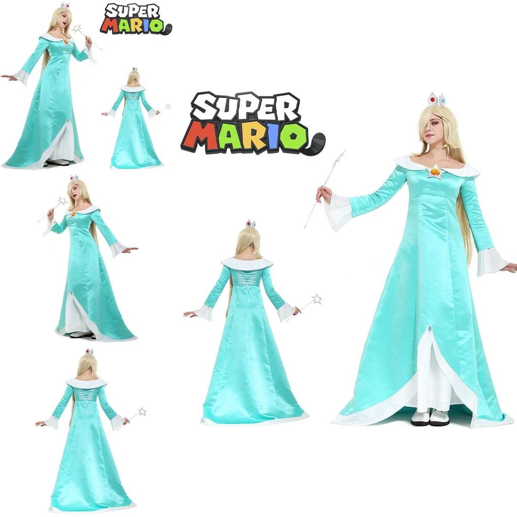 Rosalina Cosplay Kleid Aus Super Mario Galaxy Komplettes Set Mit Krone