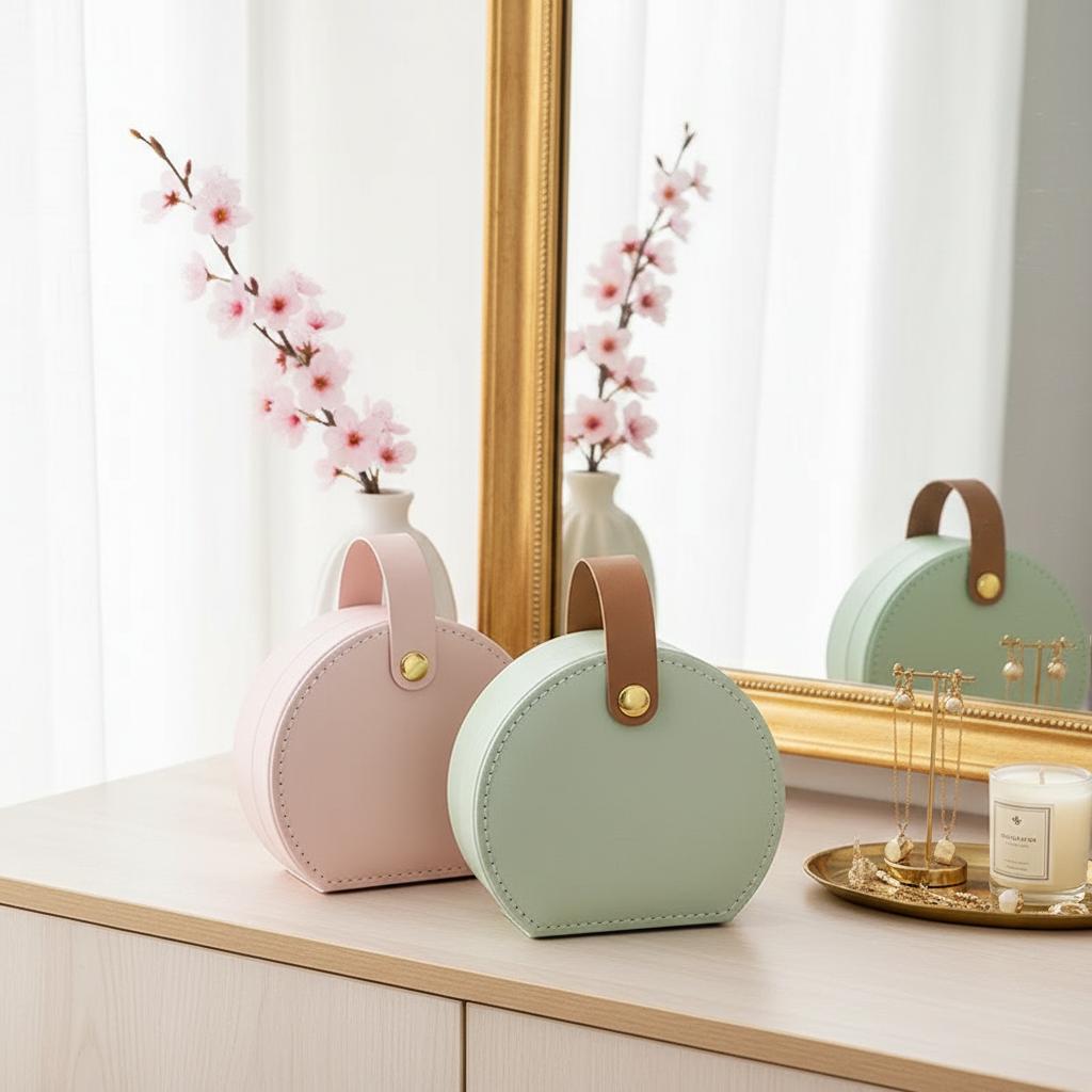 Mini Jewelry Organizer Display Travel Jewelry Case Boxes Earrings Necklace Ring Portable Handbag Jewelry Box Leather Storage